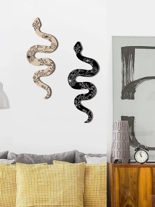 Niedliche Schlangenzimmer-Wanddekoration, Boho-Hexen-Holzschlangen-Wandbehang, Wandkunst für Wohnung, Schlafzimmer, Wohnzimmer, Weihnachtsdekoration