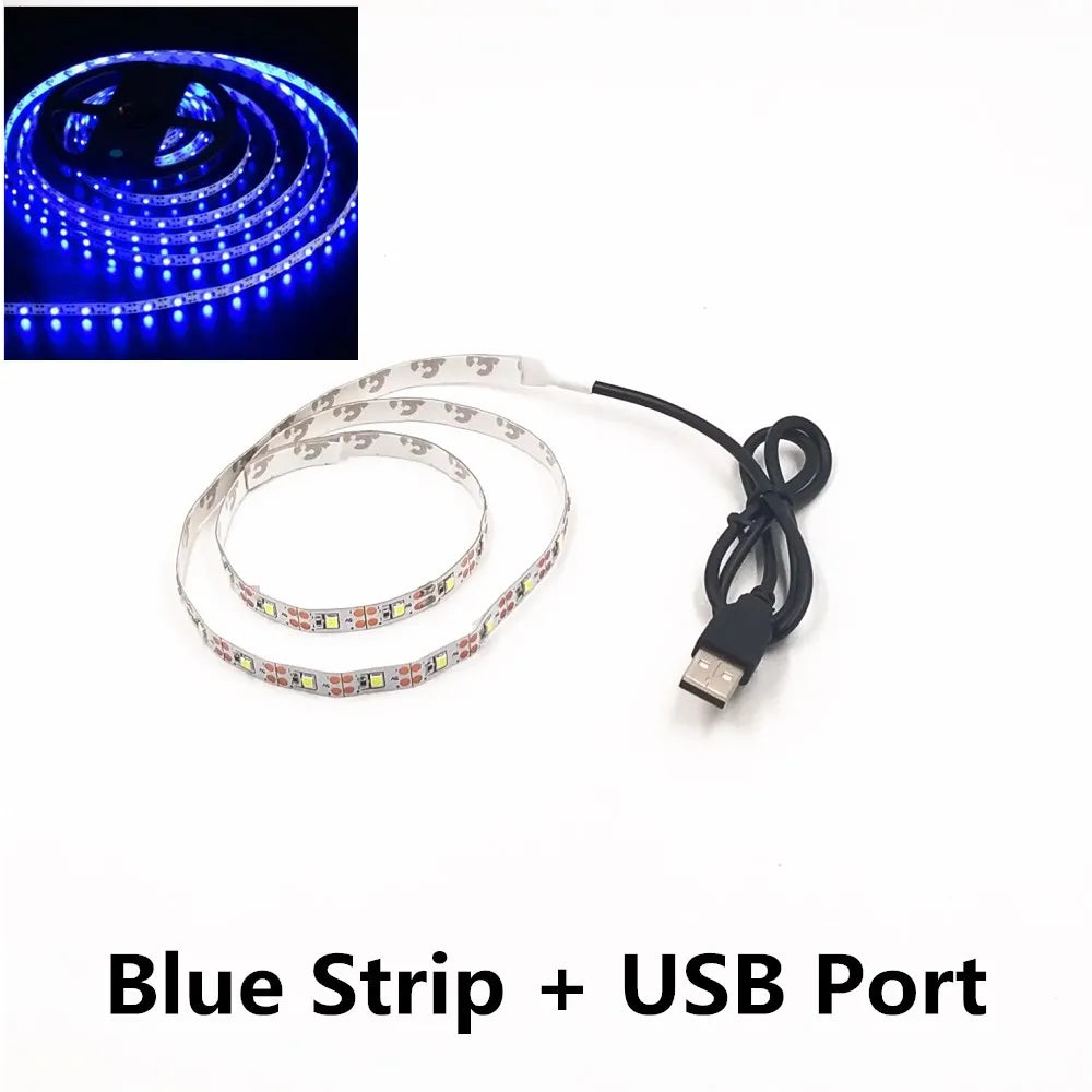 USB LED Nachtlichtstreifen - DC5V, SMD 3528, 50CM 1M 2M 3M 4M 5M Längen, mit USB-Anschluss für TV, PC, Laptop