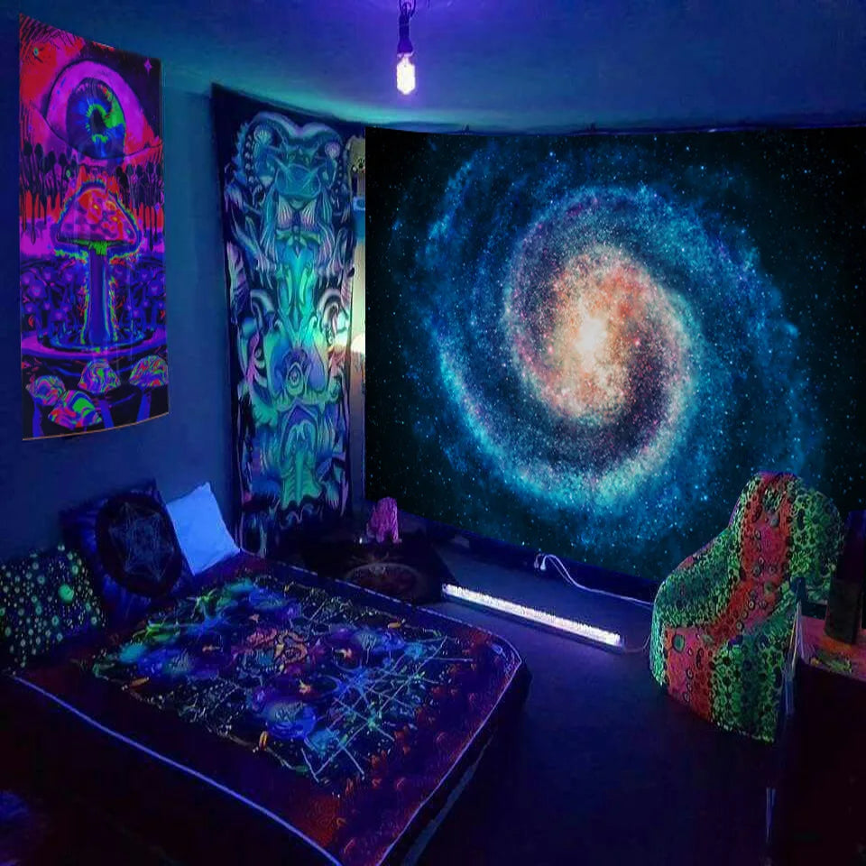 Psychedelischer Pilz Glow Wandteppich
