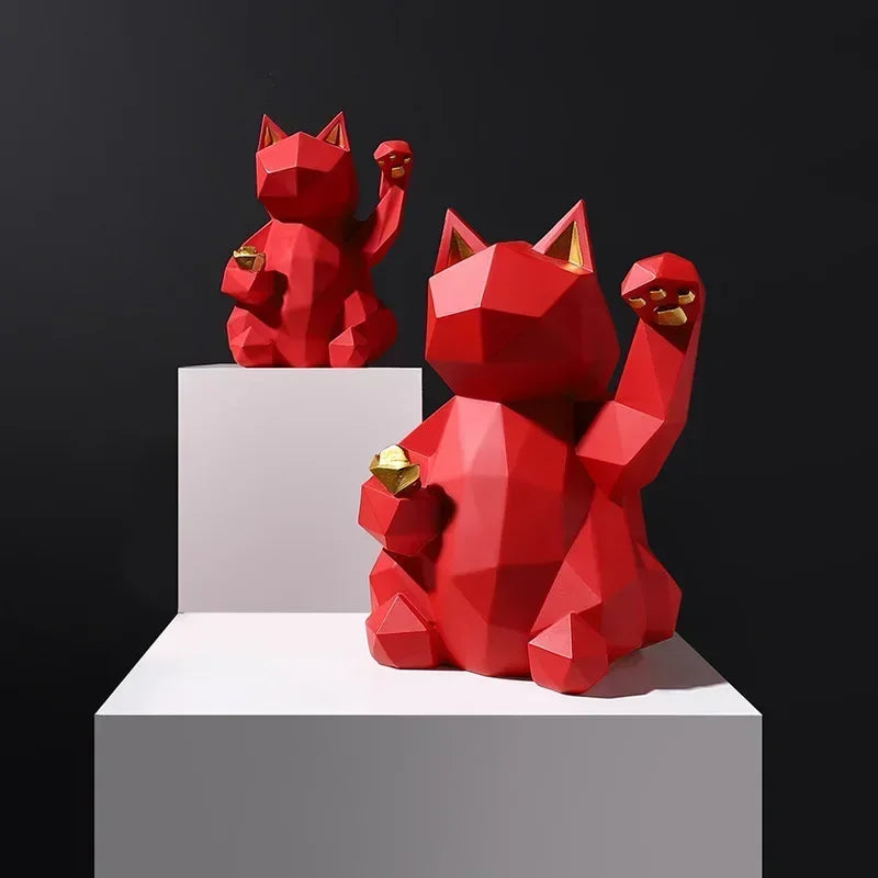 Nordic Minimalismus Geometrie Glückskatze Statuen