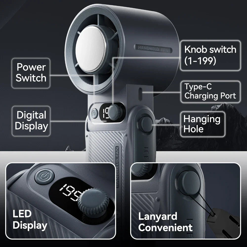 Frendorf | Frozano CoolFlex | 3-in-1 Ventilator | Tragbar & Halsfreundlich | LED-Display | Bis 25 Std Laufzeit