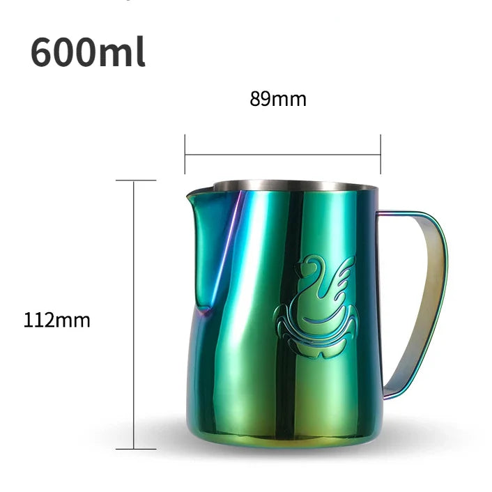 600ml Edelstahl-Kaffeekanne Milchaufschäumer Tasse Sahnebereiter Espresso Latte Art Werkzeug Eleganter Schwan
