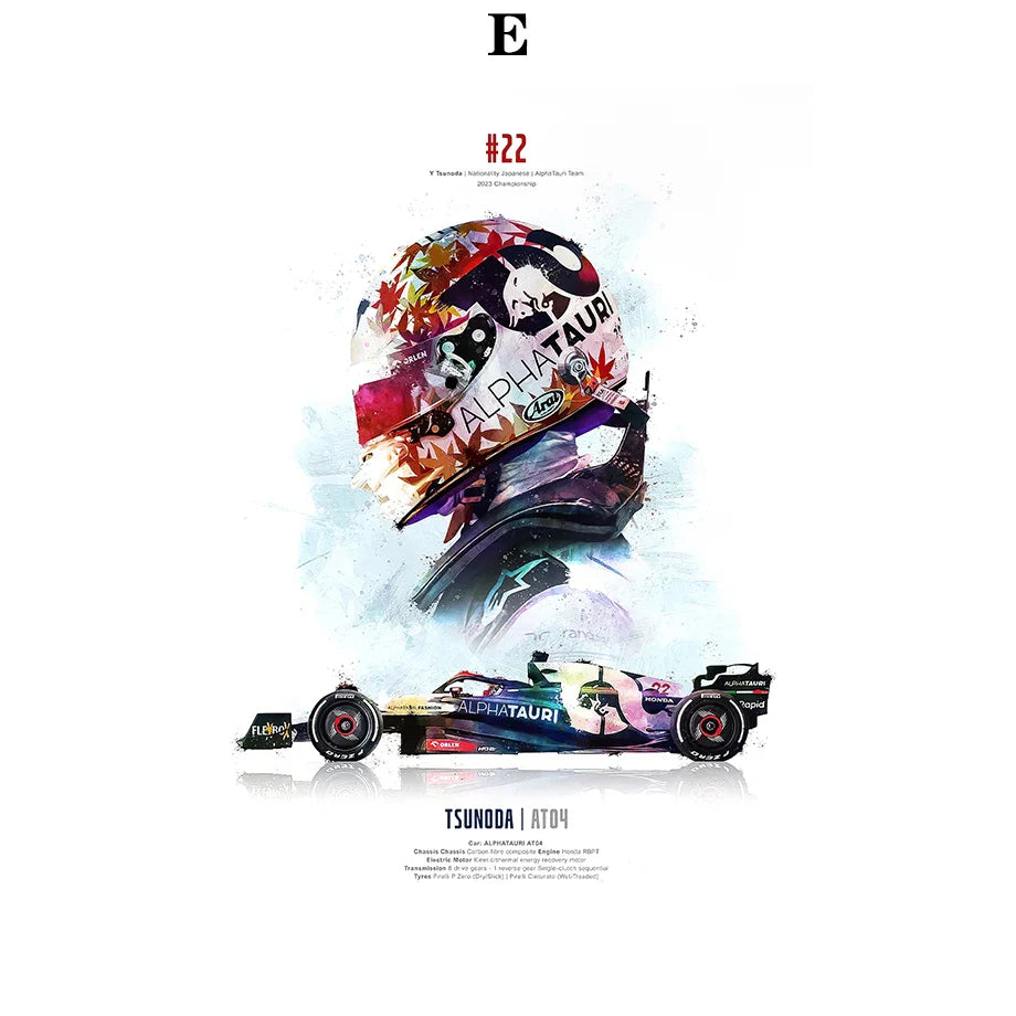 2023 Saison FI Formel 1 Rennhelm Bewegung Pop Aquarell Wandkunst Leinwandmalerei Nordic Poster Wohnzimmer Dekoration