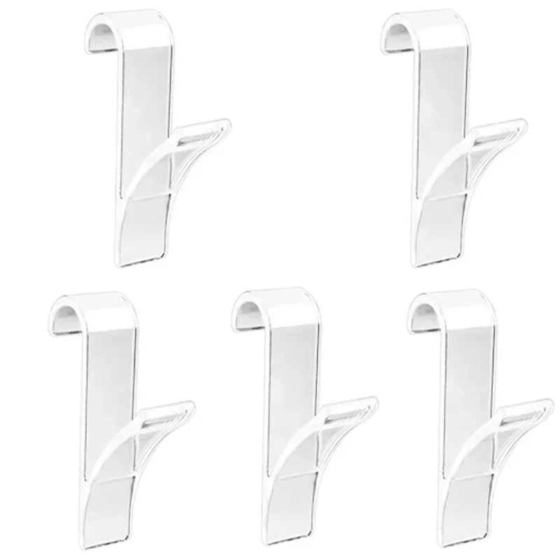 Vielseitige Küchen- & Badezimmerhaken Clips Stauraumregal - Weißer klarer Haken für Handtuchheizkörper, Kleidung, Schals, Haken und mehr