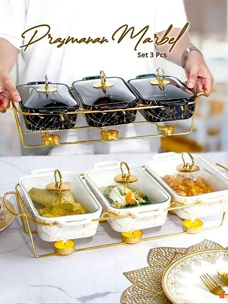 Frendorf | 3 Stück Keramik Servierschalen / Chafing Dishes