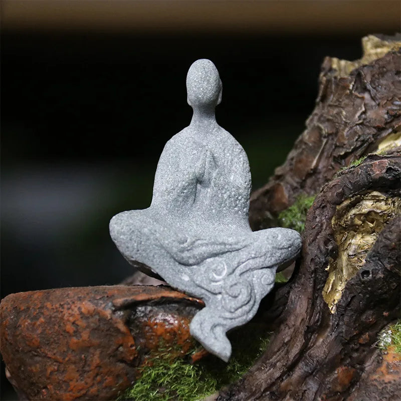 Frendorf | TranquilStone Buddha Figuren Set | Meditative Mönchs Statuen | Zen Garten Dekoration | Achtsamkeit & Feng Shui Deko für Zuhause