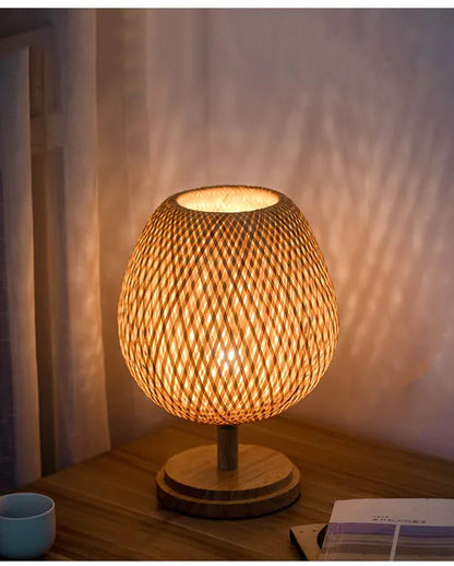 Rattanlampe - Stufenlos dimmbare Korblampe für Schlafzimmer- und Wohnzimmerdekoration