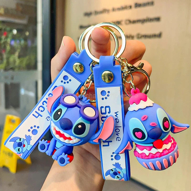 Anime Disney Schlüsselanhänger - Süßer Mickey Mouse, Minnie, Lilo und Stitch Cartoon Schlüsselring, Ornament und Autoanhänger, Perfekte Geschenke für Kinder