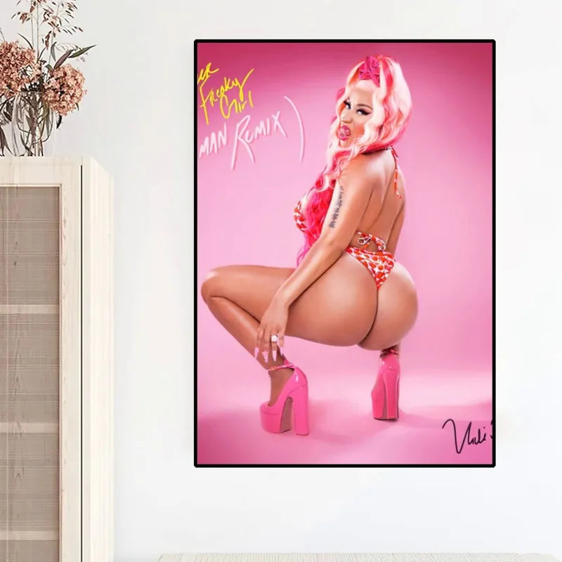 Moderne Pink Ästhetik Wandkunst Sängerin Nicki Mina HD Öl auf Leinwand Poster und Drucke Zuhause Schlafzimmer Wohnzimmer Dekor Geschenke