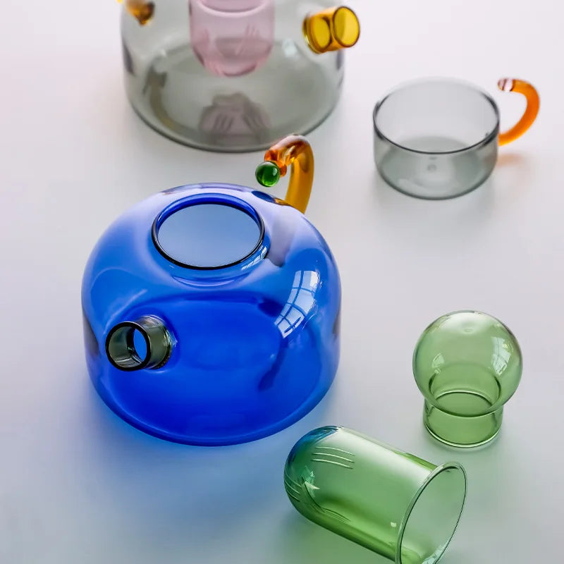Kontrastierende Farbe Glas Teeset