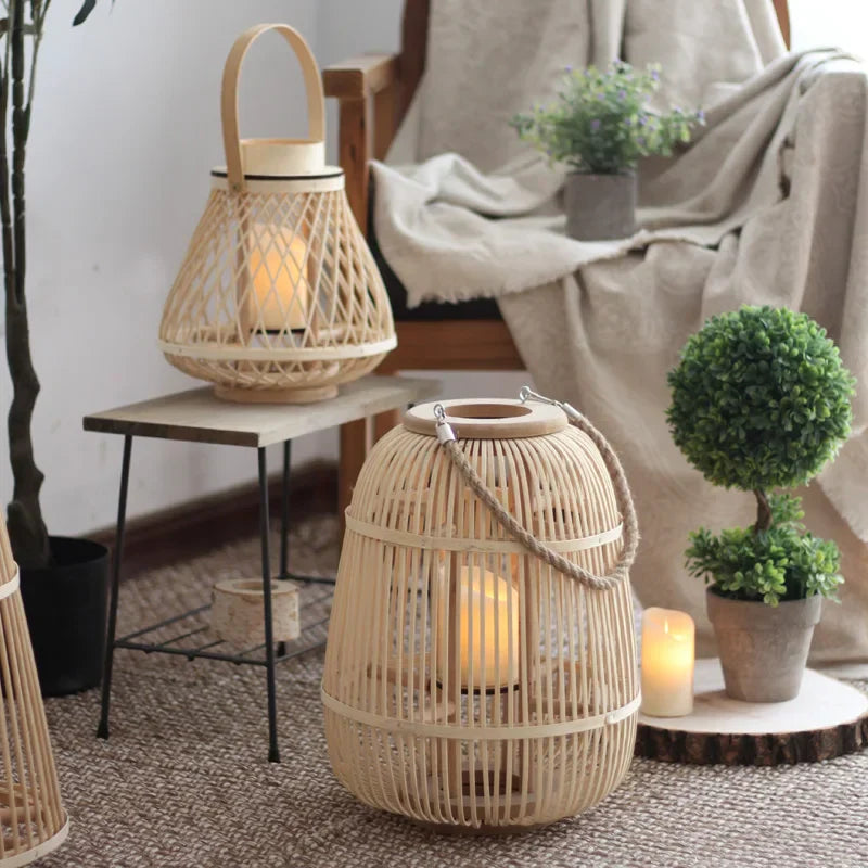 Frendorf | SunWeave Rattan Laterne | Natürliche Deko | Stimmungslicht für Innen & Außen