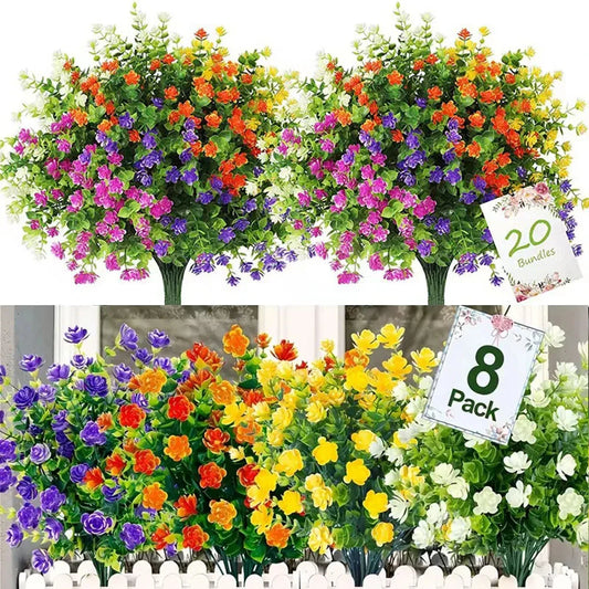 Frendorf | 1 Bundle Künstliche UV-beständige Blumen – Grünpflanzensträucher für Außenbereich, Hochzeit, Küche, Büro und Gartendekoration