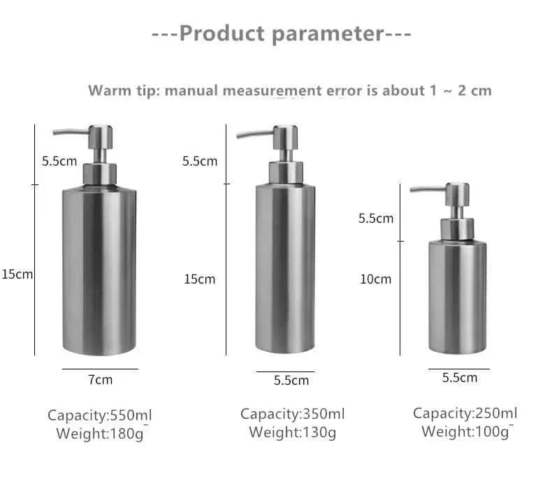 Eleganter Edelstahl Handpumpen Seifenspender 250ml/350ml/550ml