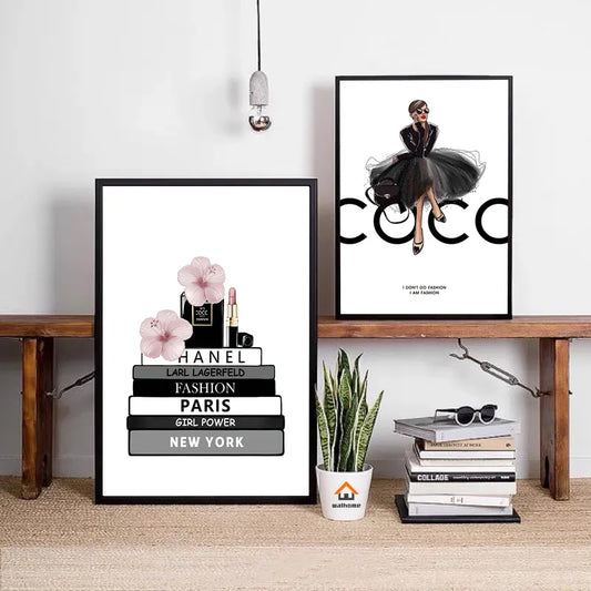 Leinwand Buch Parfüm Frauen Dekor Poster für Schönheitssalon Dekorative Malerei Luxuriöses Wohnzimmer Mädchen Schlafzimmer Dekoration Nordic