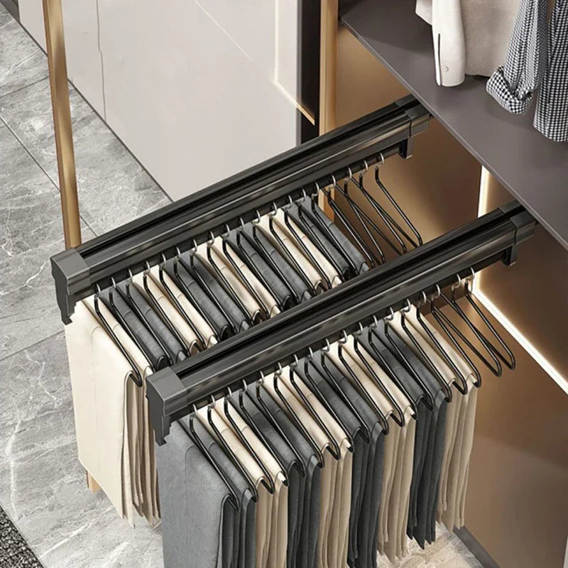 Multifunktionaler Aluminiumlegierung Hosenständer - Ausziehbare Schienen für Kleiderschrank, Haushaltskleidungslagerung, Kleiderhaken