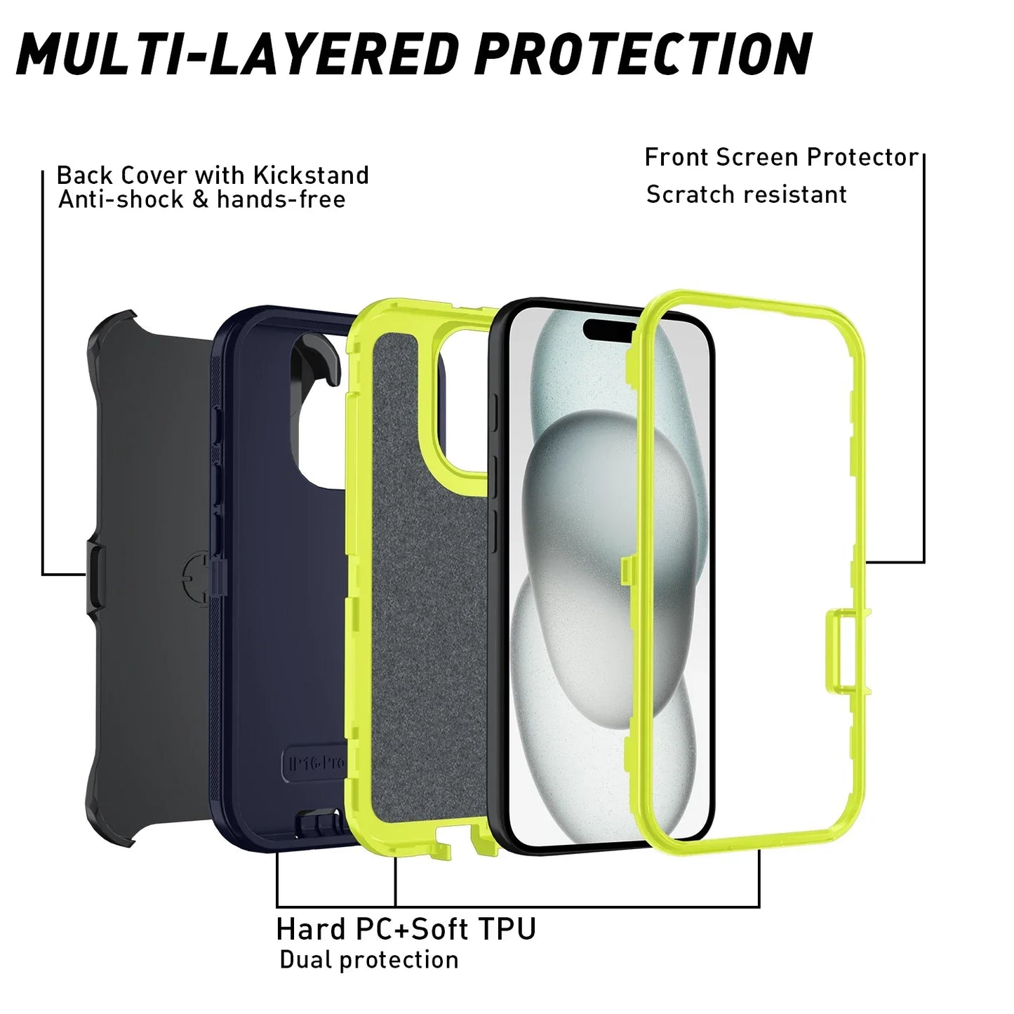 Frendorf | Armor Shockproof Defender Handyhülle für iPhone | Hart PC+TPU Rückendeckel