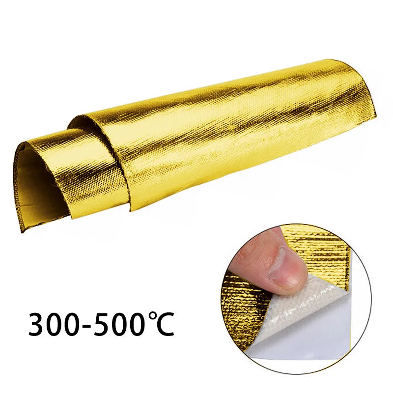 Auto Wärme Schutzfolie Film: Hochtemperaturbeständiges Fiberglas Aluminium Klebeband Tuch - Selbstklebende Wärmedämmungsmatte