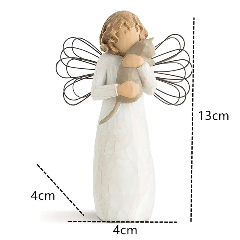 Statuette aus Kunstharz, Menschen, Familienfiguren, Skulptur, Figuren für Heimdekoration, Tischdekoration, Wohnzimmer, Engel, Umarmung, Hund, Vater, Kind