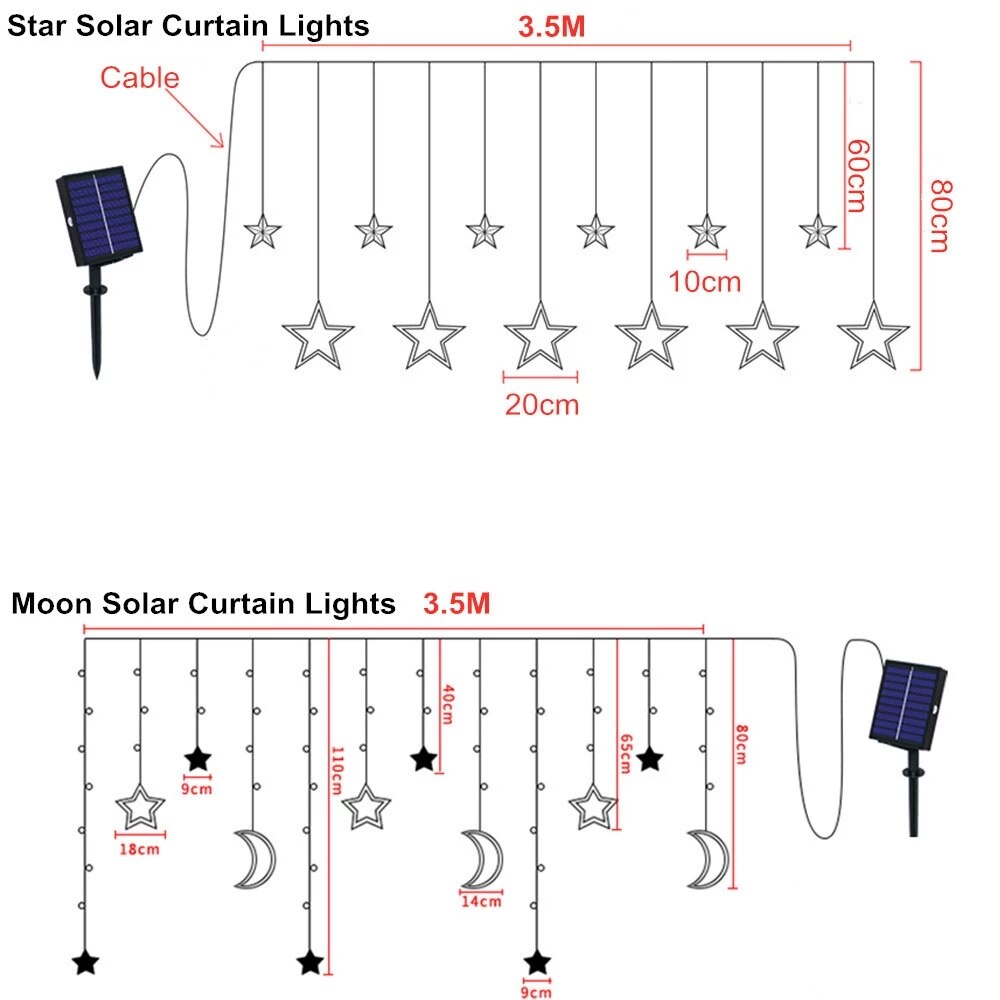 Solar Moon Star Lampe LED Lichterkette Dekoration