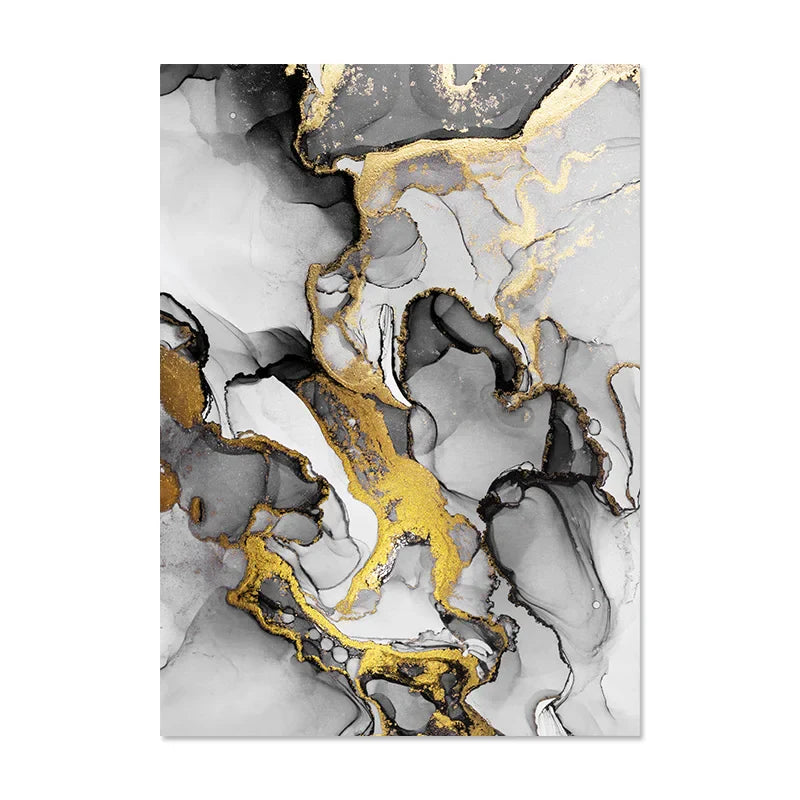 Modern Marble Texture Gold Black Posters Luxury Canvas Painting Wall Art Print Pictures for Living Room Interior Home Decoration