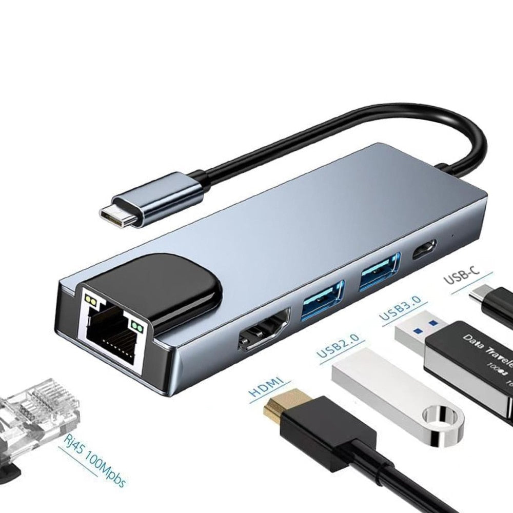 Thunderbolt 3 USB-C Hub mit HDMI, PD, SD/TF für MacBook Air M1 und iPad Pro