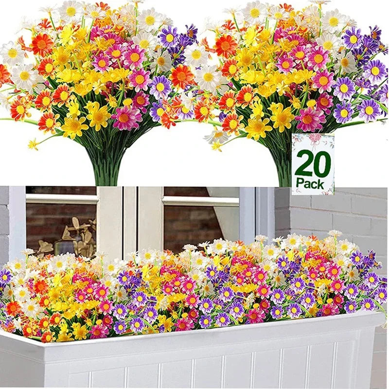 Frendorf | 20 Bündel UV-beständige Outdoor-Kunstblumen – Künstliche Plastikblumen für Zuhause, Garten und Hochzeitsdekoration