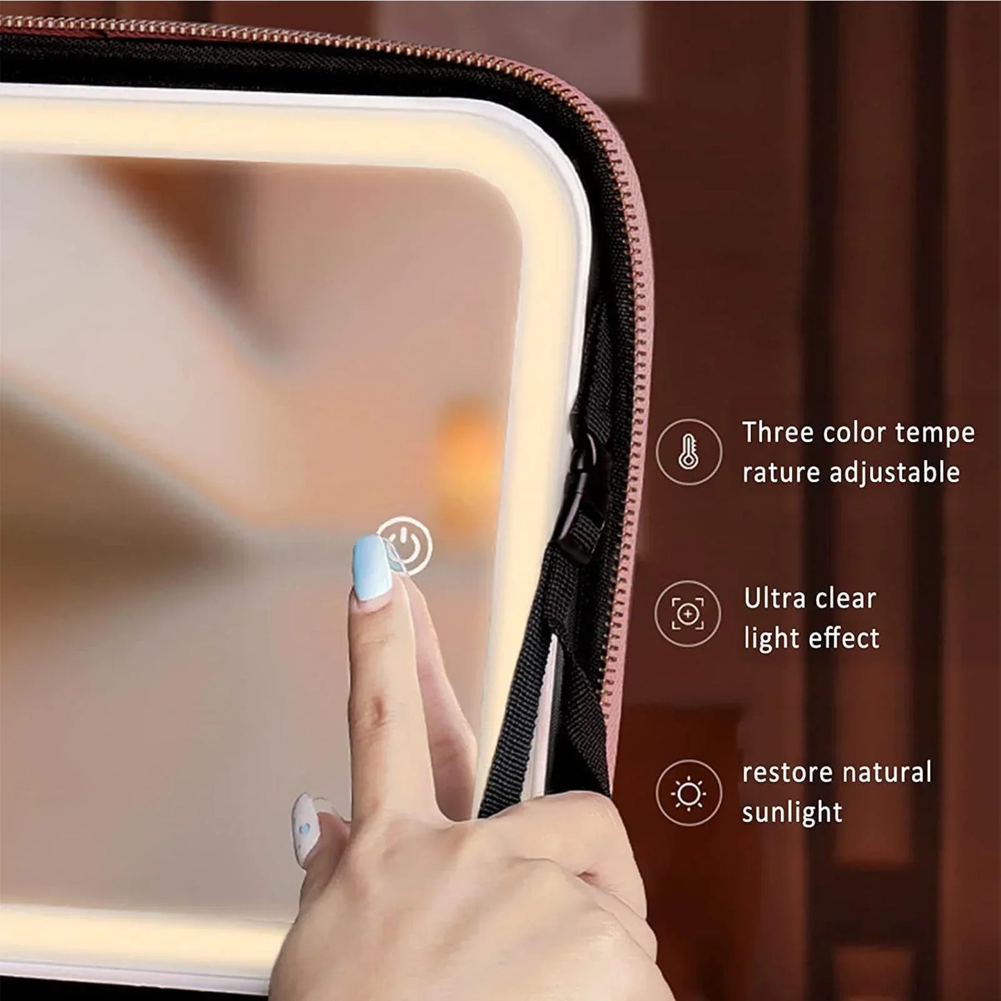 Frendorf | Reise Kosmetiktasche LED Spiegel Make-up Tasche