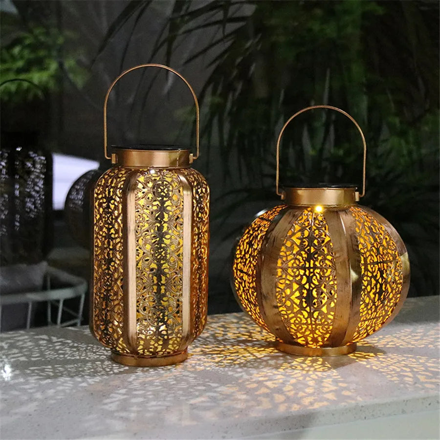 Frendorf | DecoGlow Art Deco Solarlaterne | Elegante Gartenbeleuchtung | Nachhaltige LED-Lampe | Dekoratives Licht für Außen