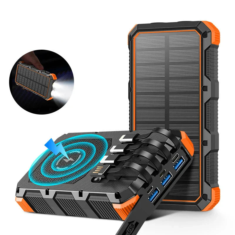 Frendorf | Neue 30000mAh Heavy Duty Schnell Solar QI Power Bank Mit Wireless Charging Für Android Samsung iPhones