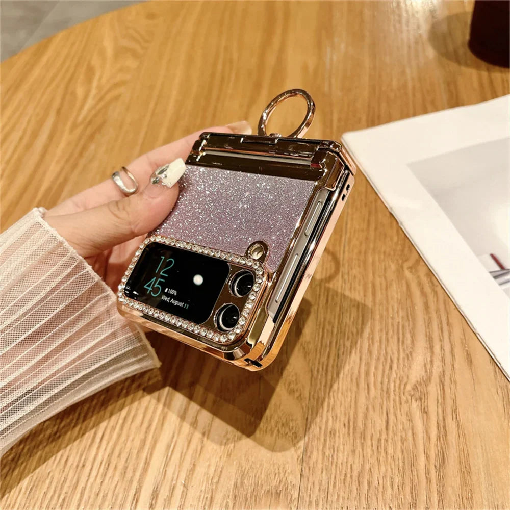 Frendorf | Gradient Glitter Diamond Samsung Z Flip Ring Halter Hülle