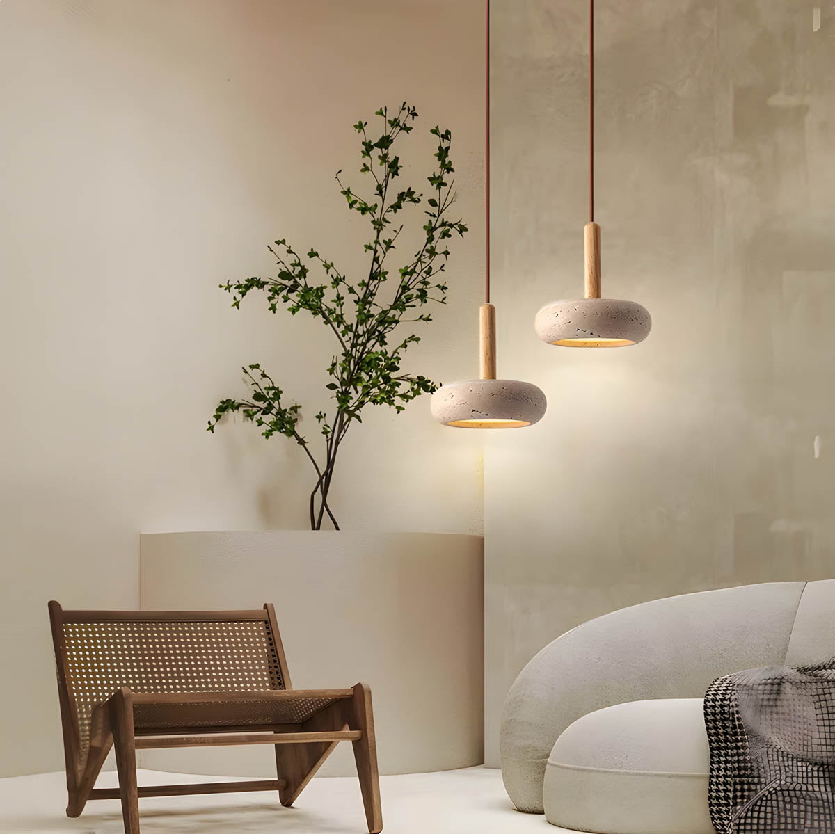 Frendorf | LED Hängeleuchte | Zeitloses Steindesign | Perfekt für Wohnzimmer- und Eingangsbeleuchtung
