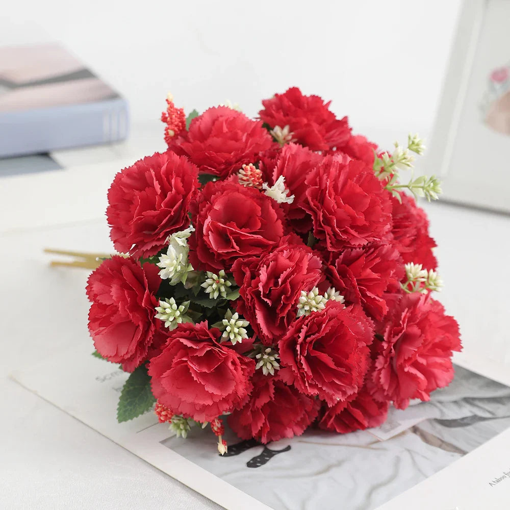 Frendorf | 28 cm Künstlicher Nelkenstrauß – 1/3 Stück Seidenblume für Zuhause, Hochzeit, Zimmer, Gartendekoration, DIY Braut hält Blumen