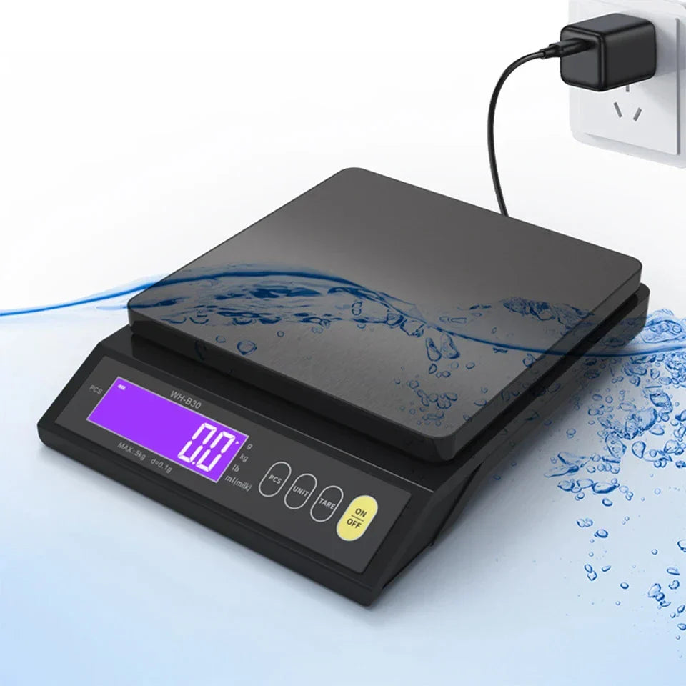 Frendorf | 5 kg/0,1 g und 10 kg/1 g digitale elektronische Küchenwaage, LCD-Display, voll wasserdichtes Edelstahl-Waagetool zum Backen