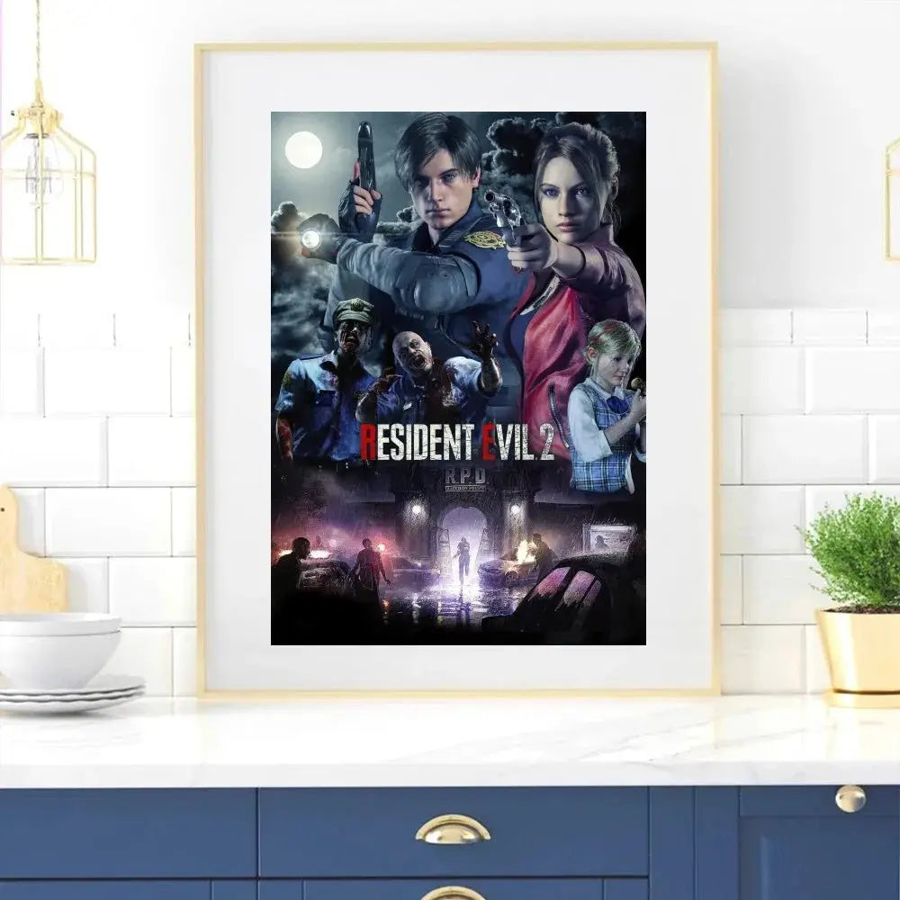 Game R-RESIDENT E-EVIL Poster Zuhause Raum Dekor Wohnzimmer Schlafzimmer Ästhetik Kunst Wandmalerei Aufkleber