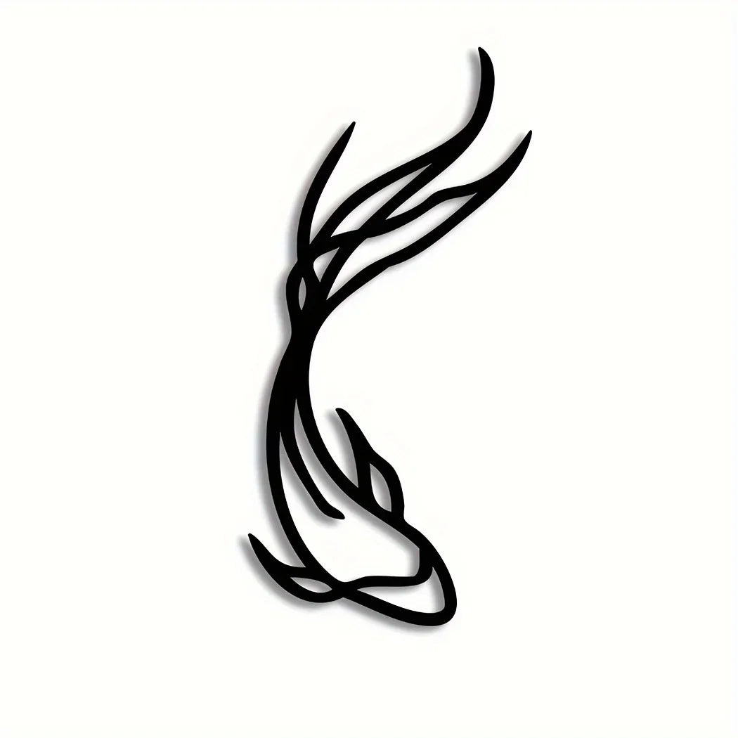 1 Stück Feng Fisch Kunst Metall Skulptur Minimalistische Linienkunst, Metall Wanddekoration Betta Fisch Wanddekoration Abstrakte Kunst, Fisch Vase Raumdekoration