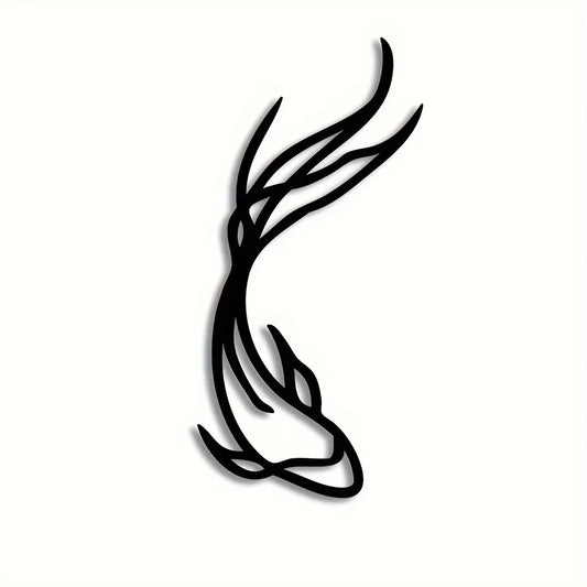 1 Stück Feng Fisch Kunst Metall Skulptur Minimalistische Linienkunst, Metall Wanddekoration Betta Fisch Wanddekoration Abstrakte Kunst, Fisch Vase Raumdekoration