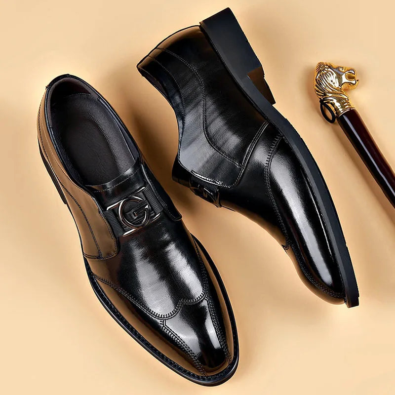 Frendorf | Herren Leder Schuhe Stilvolle Herren Schuhe Spitz Oxford Hochzeit Leder Herren Dress Schuhe Gentleman Büro Mann Schuh