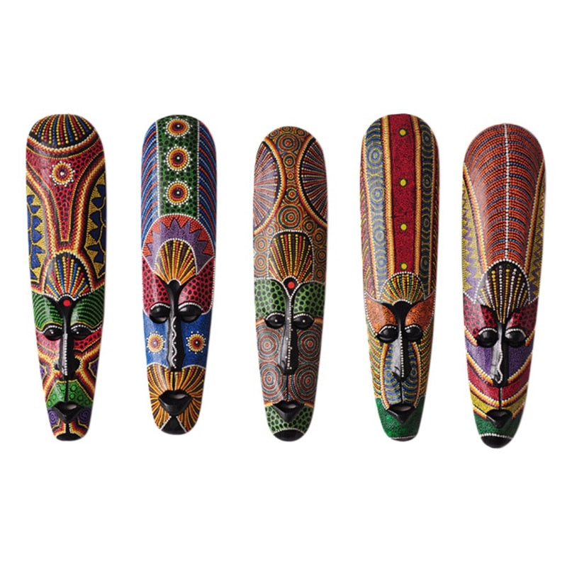 Holzmaske Wandbehang Massivholz Schnitzerei bemalt Facebook Wanddekoration Bar Home Dekorationen Afrikanische Totem Maske Kunsthandwerk