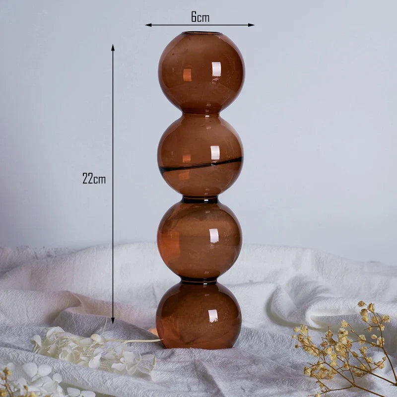Glasvase Nordisches Wohndekor Blasenvase Kleine Vase auf Bunter Tischdekoration Geschenk Blaue Glasvase