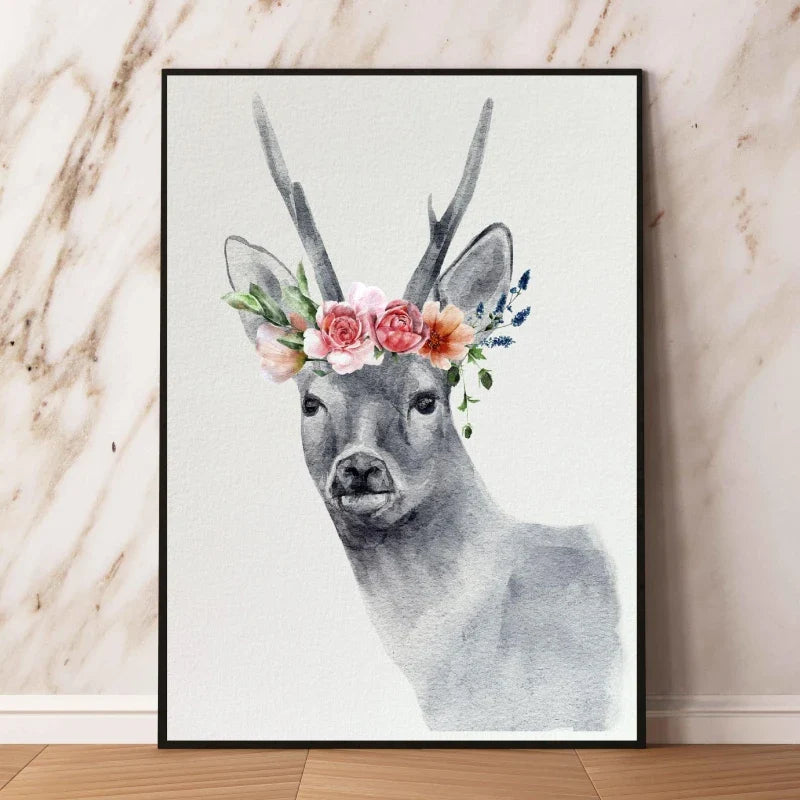 Leinwandbild von Rehen mit Blumen und anderen Tieren ist das beste Geschenk für Freunde und Geliebte