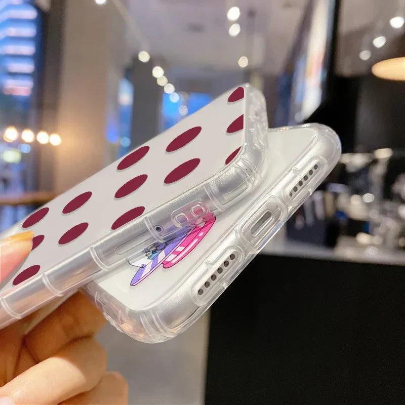 Frendorf | Bedruckte Herzmuster iPhone Stoßfeste Klarsicht-Hülle