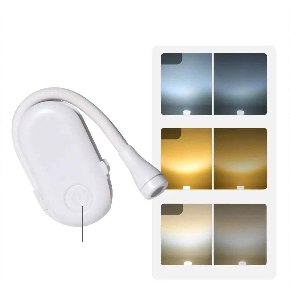 Frendorf | Mini Buchlicht - Tragbares Clip-On Nachtlicht mit USB-Ladung, dimmbares LED für Schlafzimmer, Augenschutz und Camping - 360° Flip Clip Buchlampe
