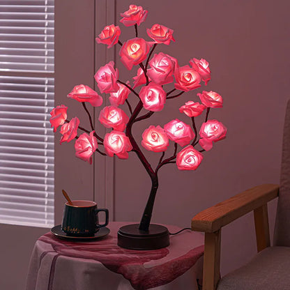 RGB Rose Blume Baum Lichter 24LED USB Batterie Tischlampe Feen Nachtlicht Zuhause Party Weihnachten Hochzeit Schlafzimmer Dekoration Geschenk