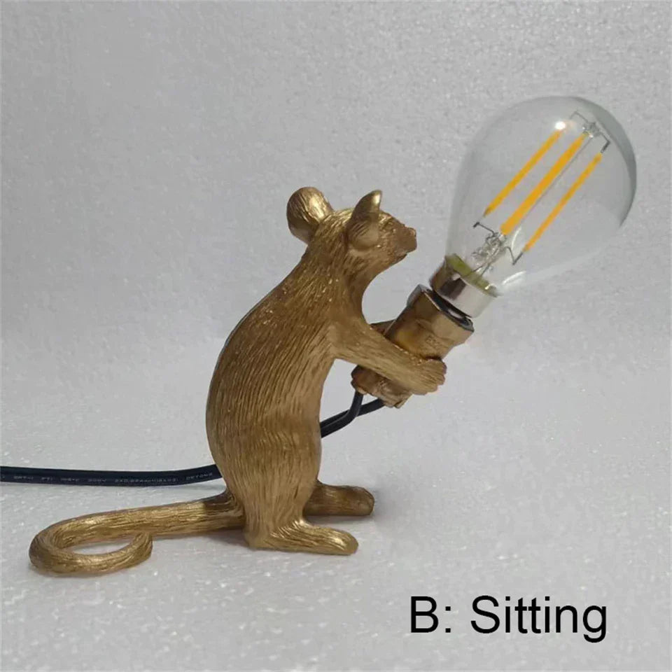 Frendorf | CritterGlow Moderne LED Tischlampe | Harz Tierdesign | Ratte, Katze & Eichhörnchen | Nachtlicht & Wohnkultur
