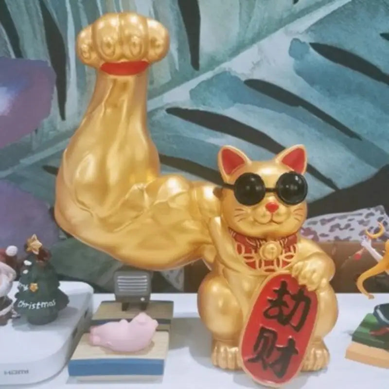 Große Hand, glücklicher Reichtum, winkende Katze, goldfarbene winkende Handkatze, Heimdekoration, willkommene winkende Katze, Skulptur, Statue, Dekor, Auto-Ornament, Shop-Geschenk