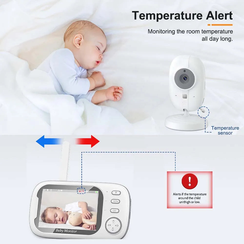 Frendorf | 3.5-Zoll Video-Babyphone mit Nachtsicht, Temperaturanzeige und Zwei-Wege-Audio