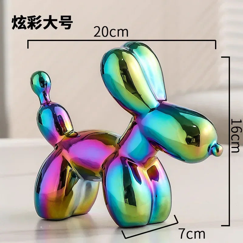 Nordic Keramik Ballon Hund Skulptur Gold Tier Dekorationen Statue Wohnzimmer Ornamente Kreative Desktop Ornament Wohnkultur