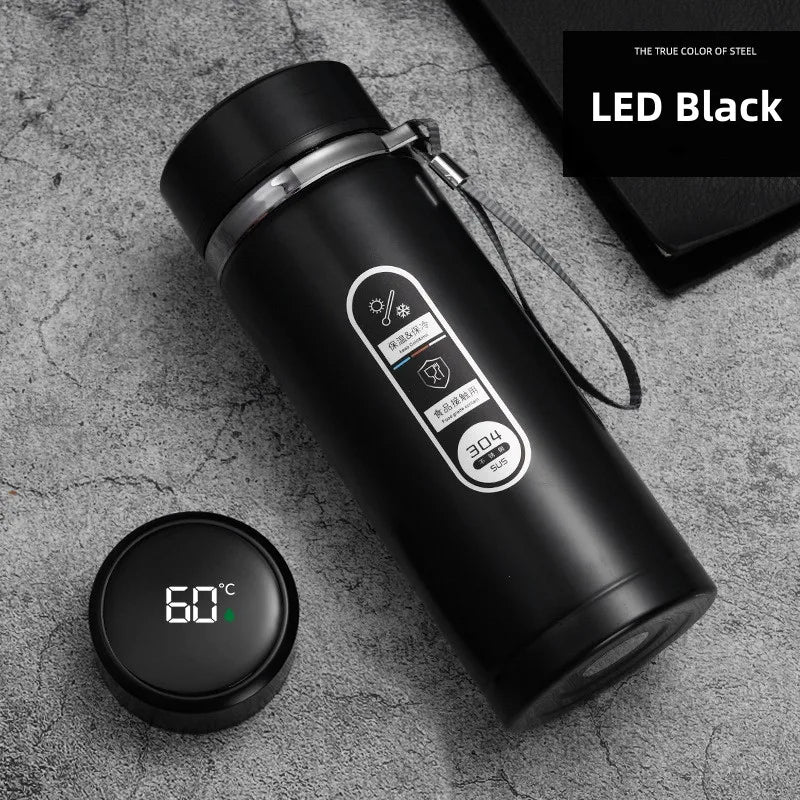 800ml-1L Edelstahl Thermoskanne – Tragbare Vakuumflasche mit LED-Temperaturanzeige
