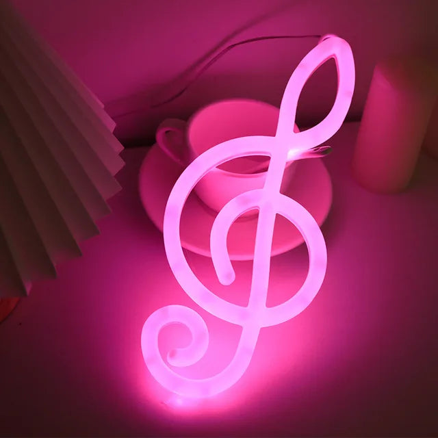 Helle Neonlicht Nachttischlampe – Musikalische Note LED Neon Zeichen für Raumdekoration, Perfekt für Schlafzimmer, Spielzimmer und Partys