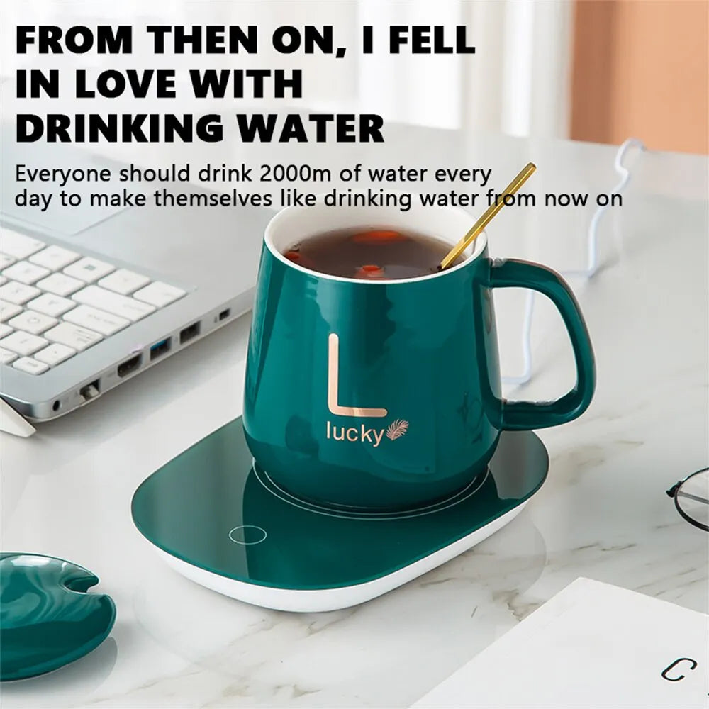 Frendorf | ThermoGlow Smart Becher Set mit Keramikheizung | Tassenwärmer | Elektrischer Untersetzer für Kaffee & Tee